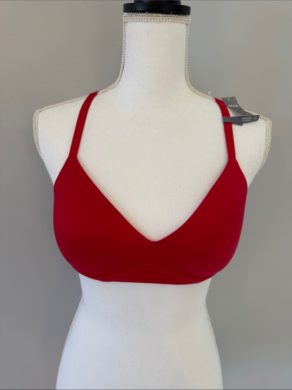 NWT aerie Red Wireless V-Neck Bra